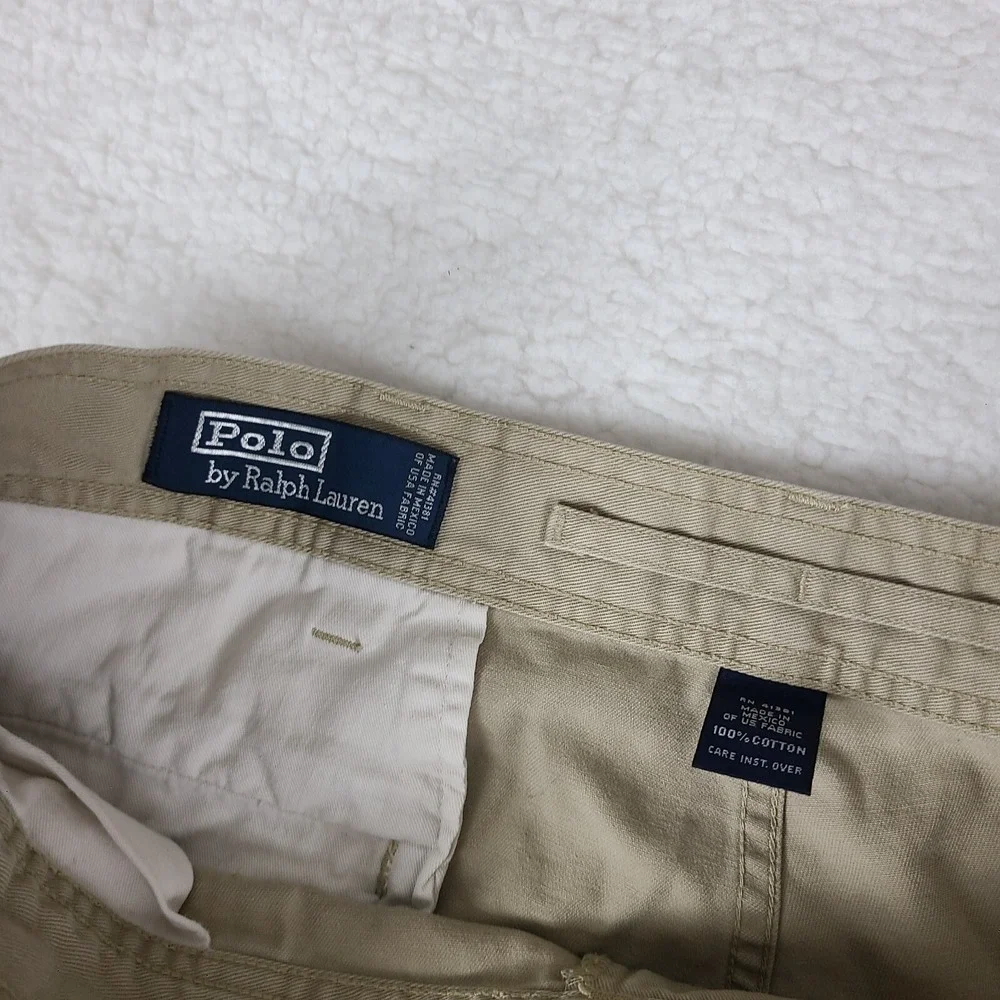 Polo‎ Ralph Lauren Cargo Pants Mens 36x30 Beige 100% Cotton Trousers Slacks VTG